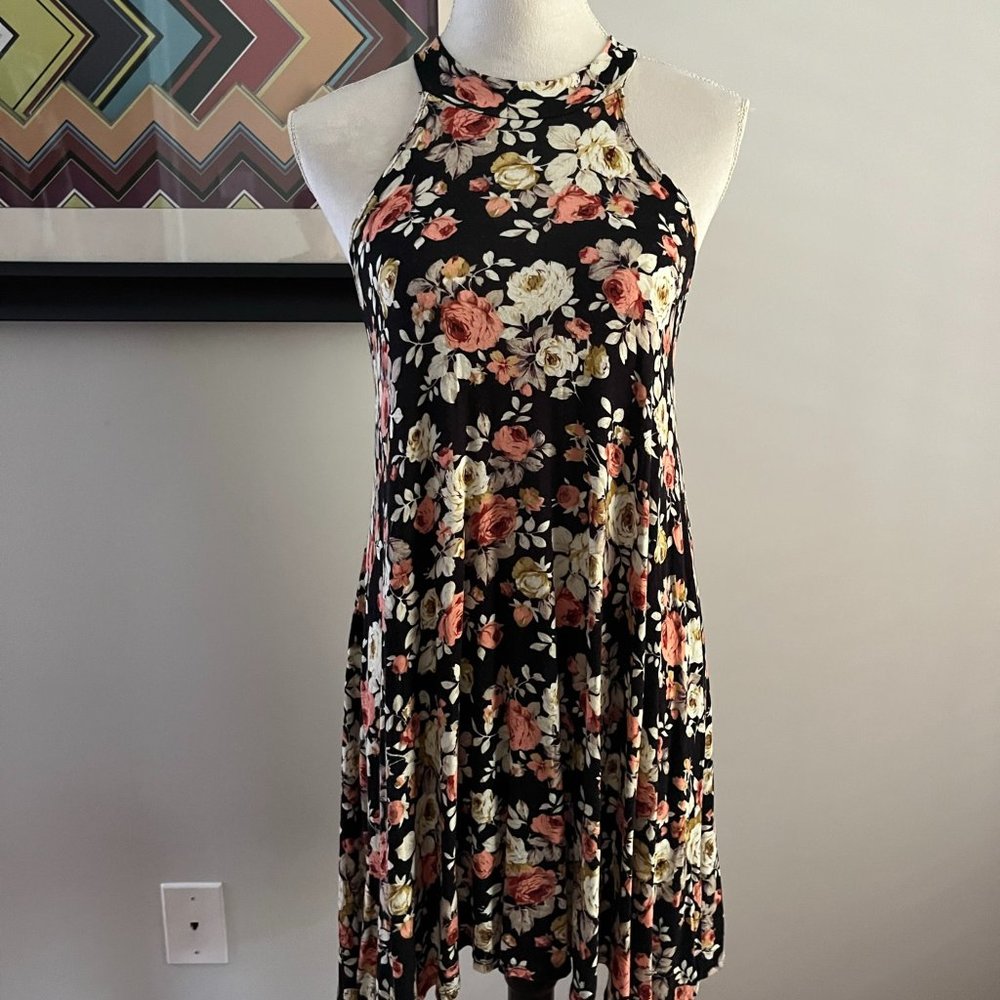 Vibe Floral High-Neck A-line Dress S